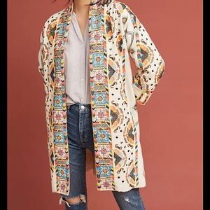 Anthropologie Colorful Patterned Trench Coat